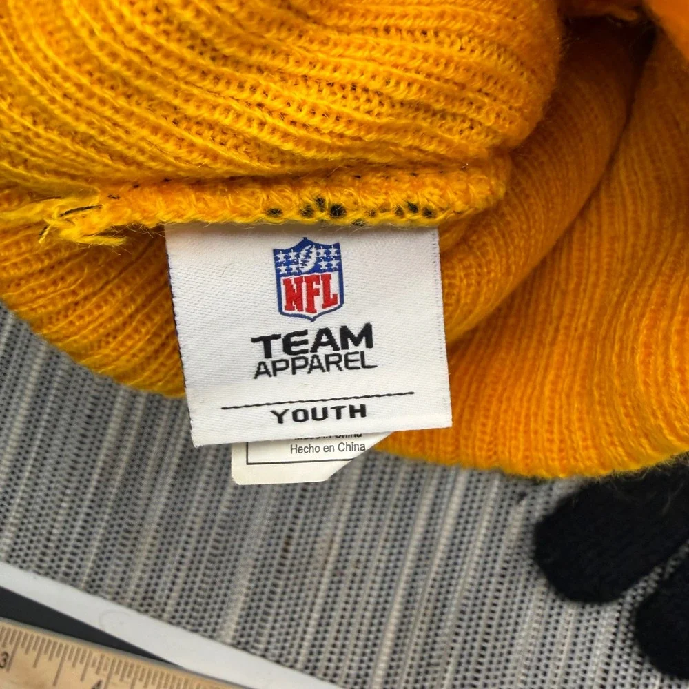 NFL Pittsburgh Steelers Youth Beanie and Gloves Set Boys 8-20 Black Gold Knit